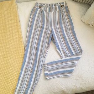 Linen pants with stripes